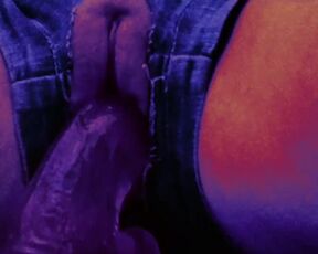 Masterbation with my dildo crotchless jean shorts in the club
