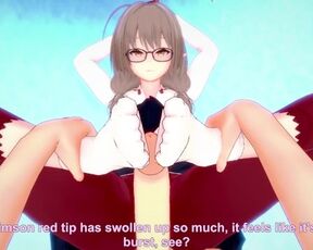 POV Hentai Footjob from Hinomia Chinatsu from Blue Archive