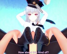 POV Hentai Footjob from Haruna Kurodate from Blue Archive