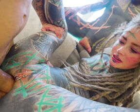 Double Anal Slut - Gangbang with Tattoo Girl Anuskatzz ends with big Facial - ATM, DAP, DP