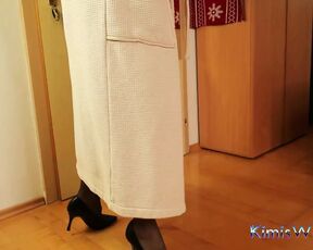 High Heels & Nylon Stockings - Dangling & Shoeplay in Cream Robe