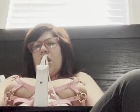 Augustbye teases out of view pussy with vibrator
