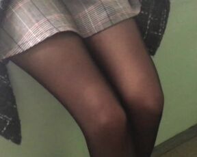 Watching a Girl at the University. Black Tights. FootFetish # 1