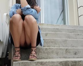 Candid teen upskirt pantie feet voyeur