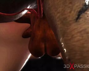 Super horny sexy secretary has hard anal sex by predator futa