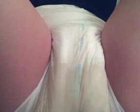 Girl Totally Soaks Diaper with Morning Pee