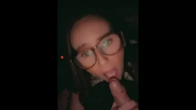 Sucking his cock in the car